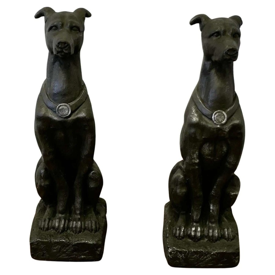 Pair of Large Sculptured Greyhound Dogs