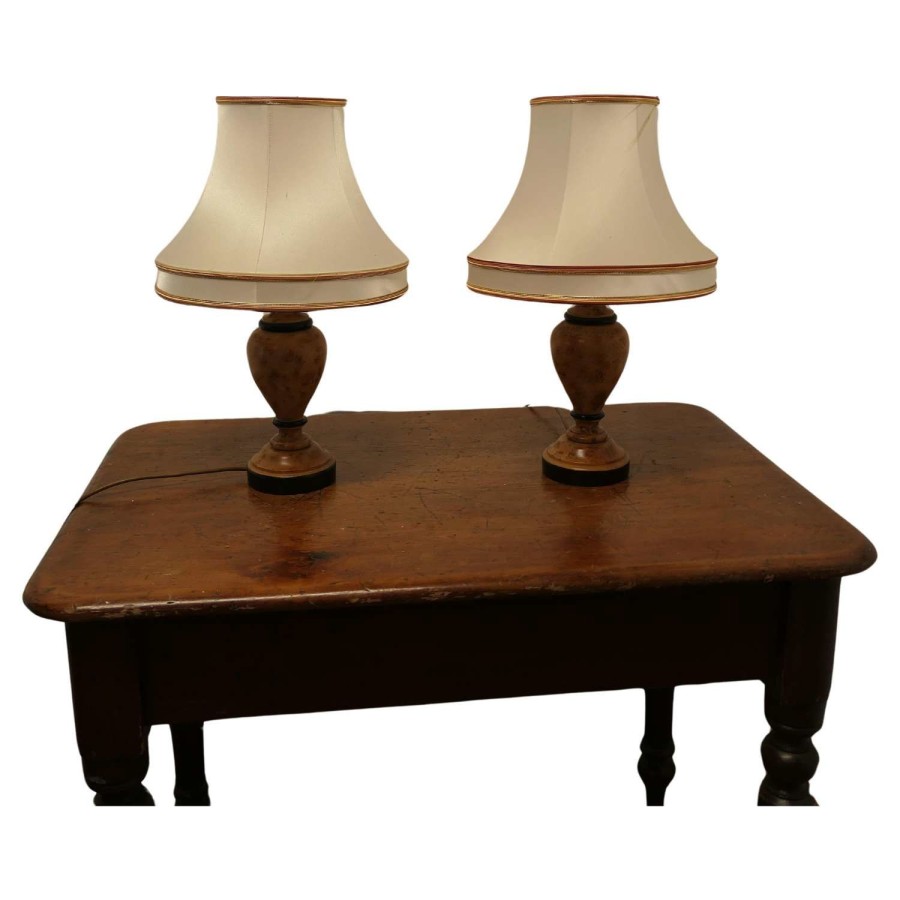 Pair of Turned Wooden Table Lamps