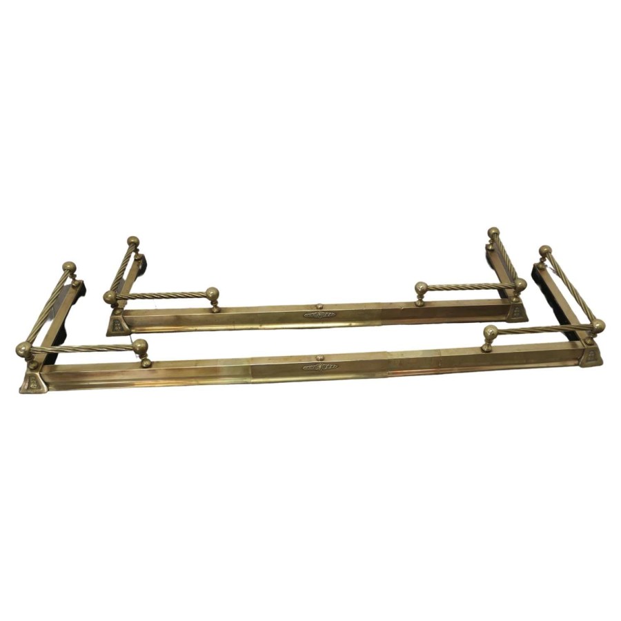 Pair of Victorian Extending Barley Twist Brass Fenders