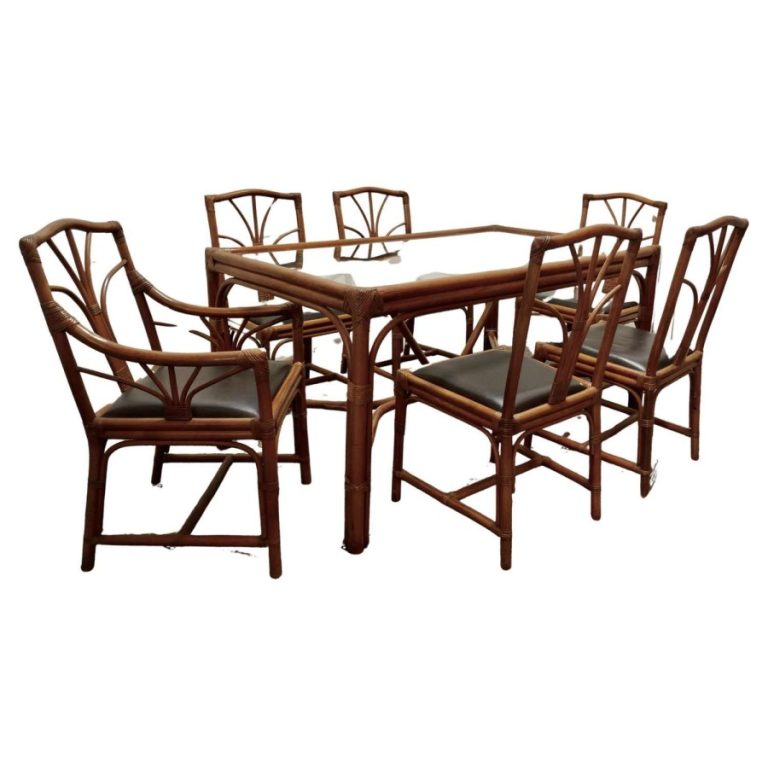Regency Style Simulated Bamboo Dining Table and 6 Chairs