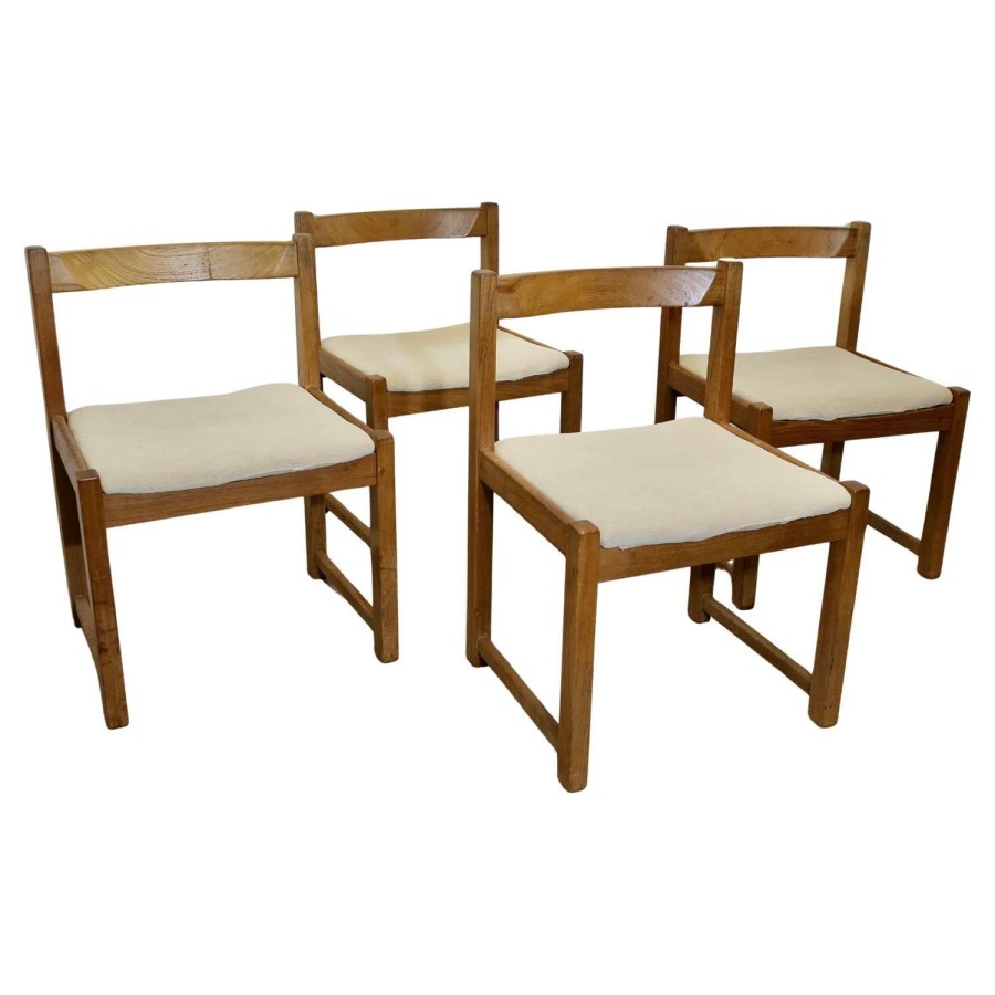 Set of 4 Mid Century Danish Cube Dining Chairs