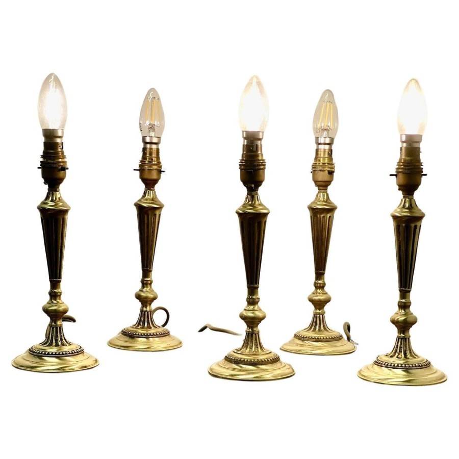 Set of 5 Brass Table Lamps