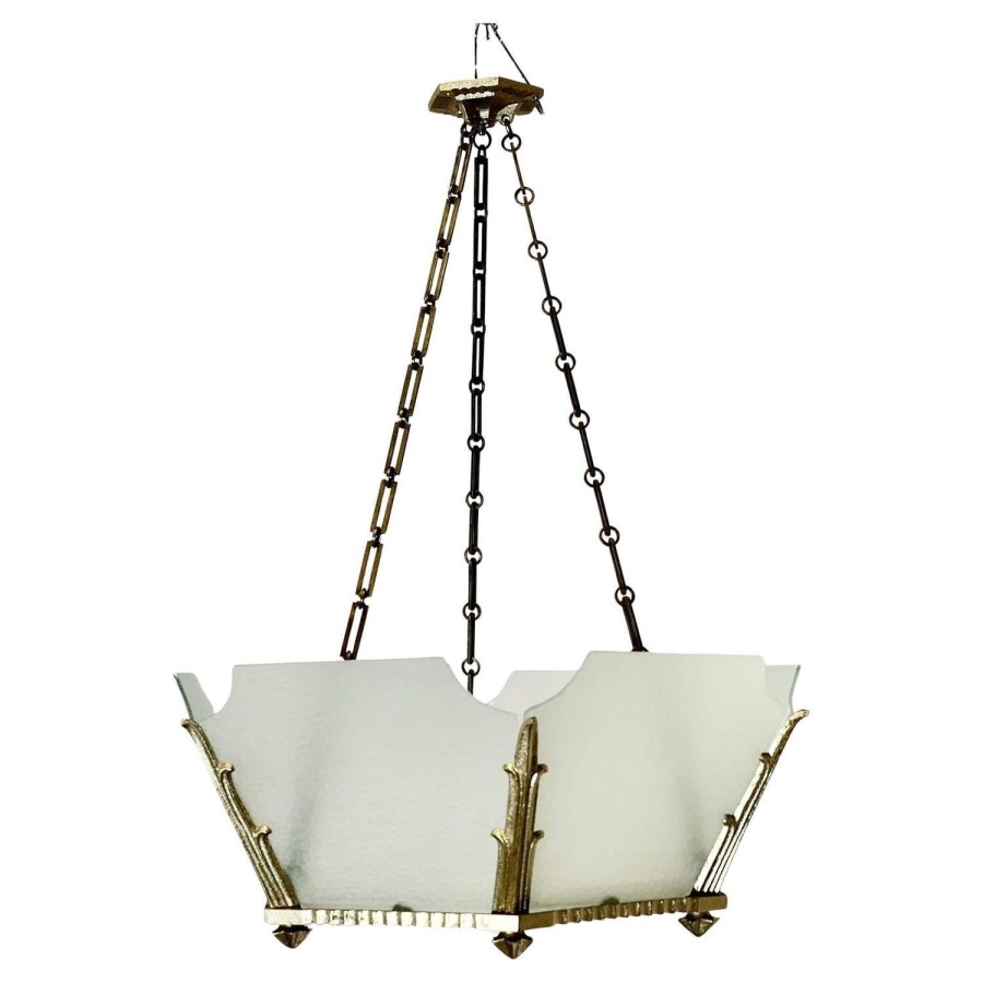 Set of 6 Odeon Style Opalescent Hanging Light Shades Stylish Art Deco