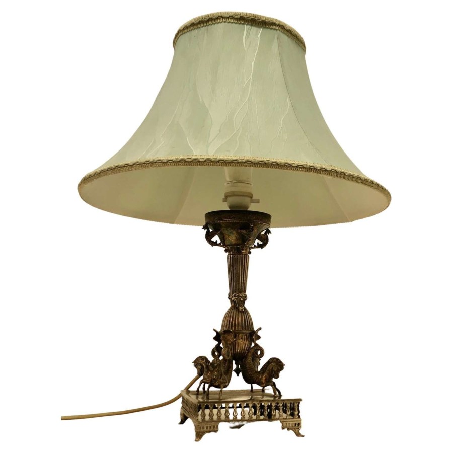 Silver Plated Table Lamp with Mythological Characters