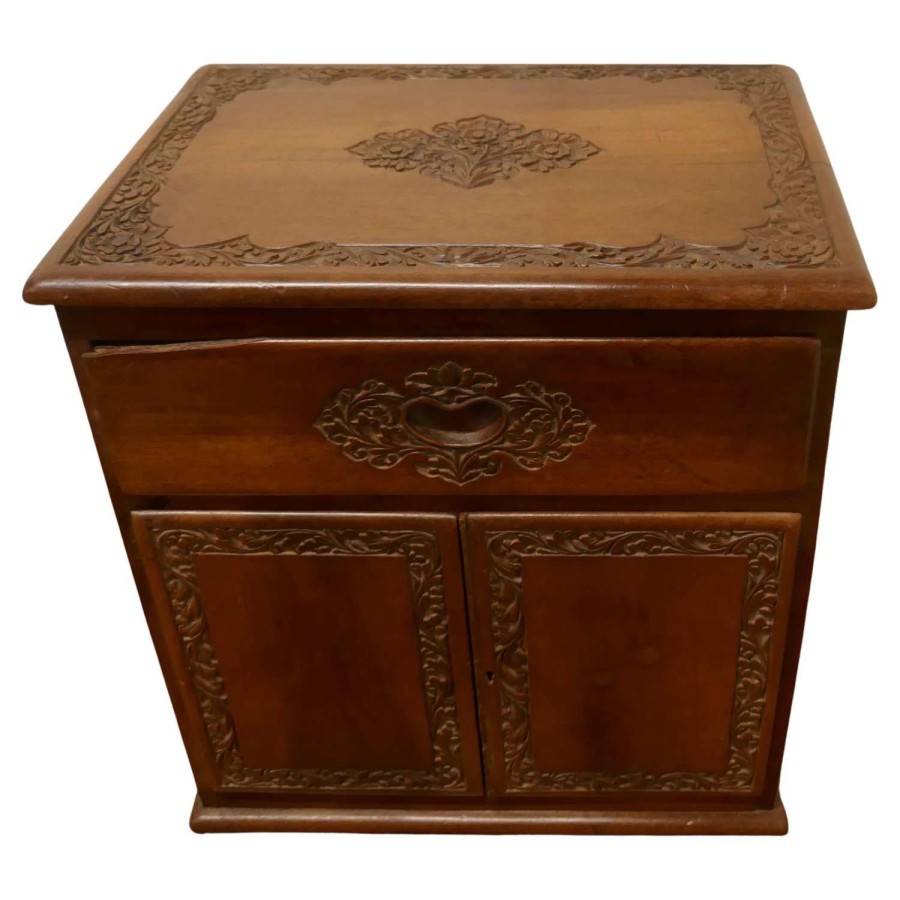 Small Carved Cupboard with Drawer