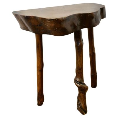 Rustic Live Edge Stool Solid Slice of Live Edge Elm Rustic Stool For Sale