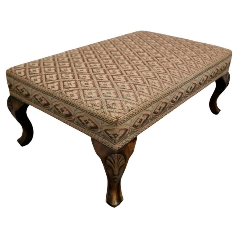 Sturdy Walnut Upholstered Library Stool