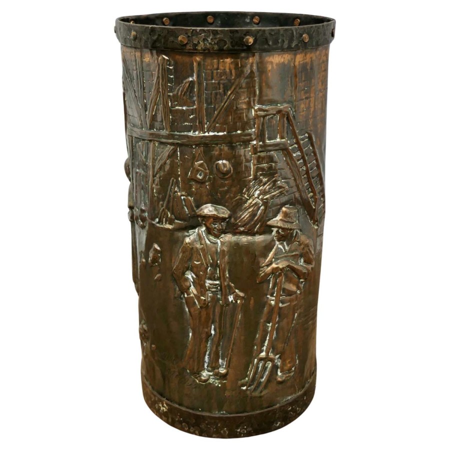 Superb Heavy French Copper and Iron Stick Stand, Umbrella Stand