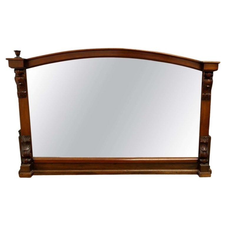 Superb Large Carved Walnut Overmantel Mirror