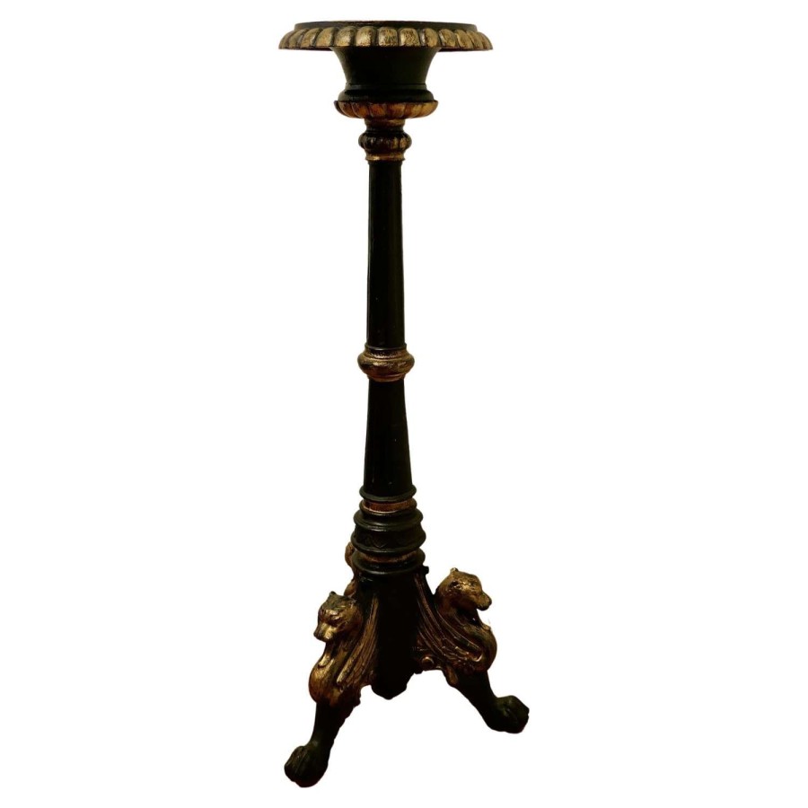 Tall Arts and Crafts Cast Iron Candle Stick or Torchère
