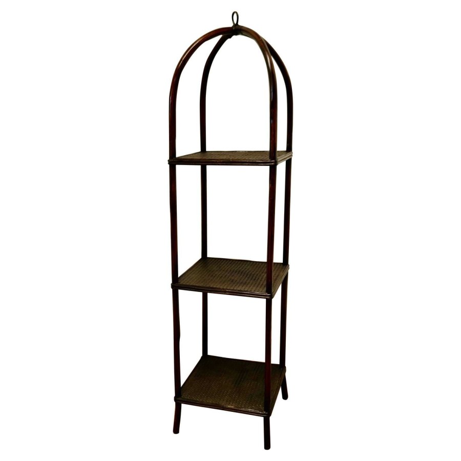 Tall Bamboo and Rattan What Not Shelf