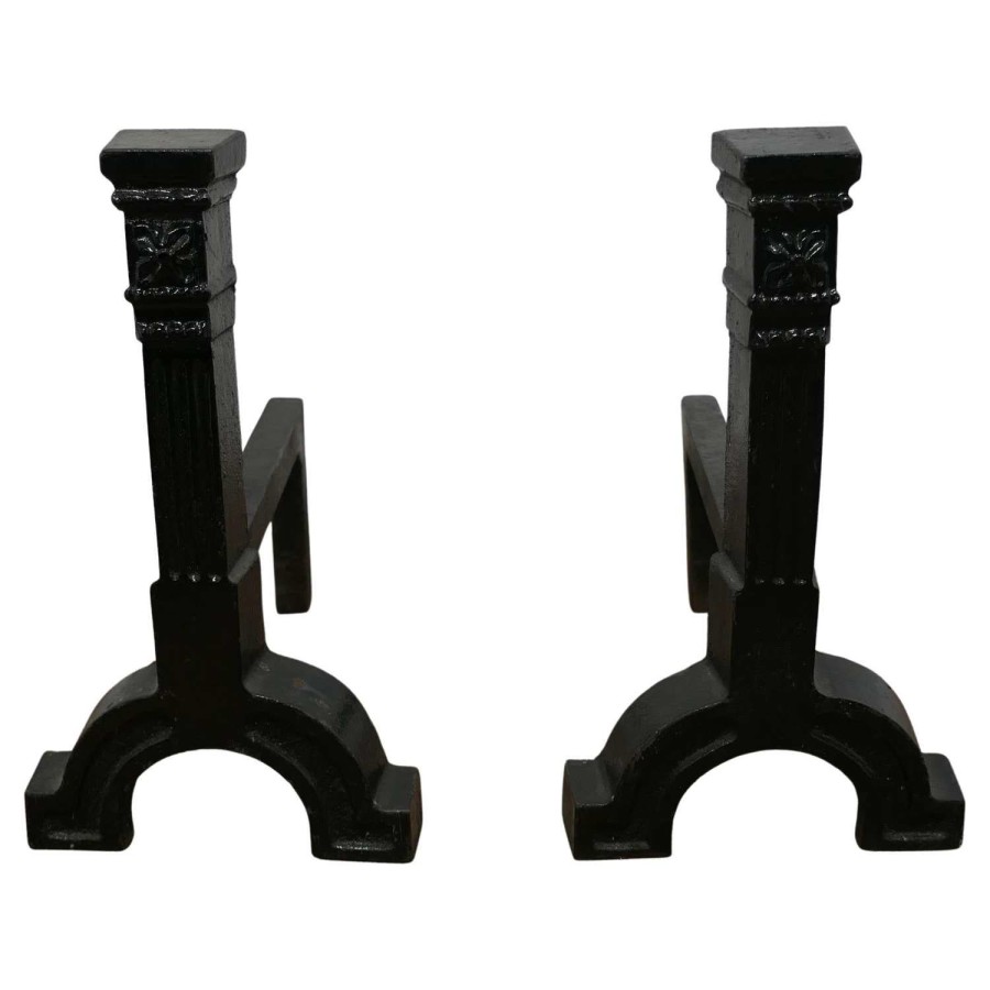 Very Heavy Pair of 19th Century Iron Andirons or Fire Dogs