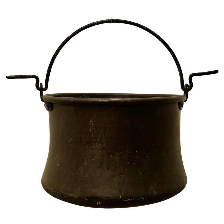 Very Large 18th Century Brass Cooking Pot, Cauldron
