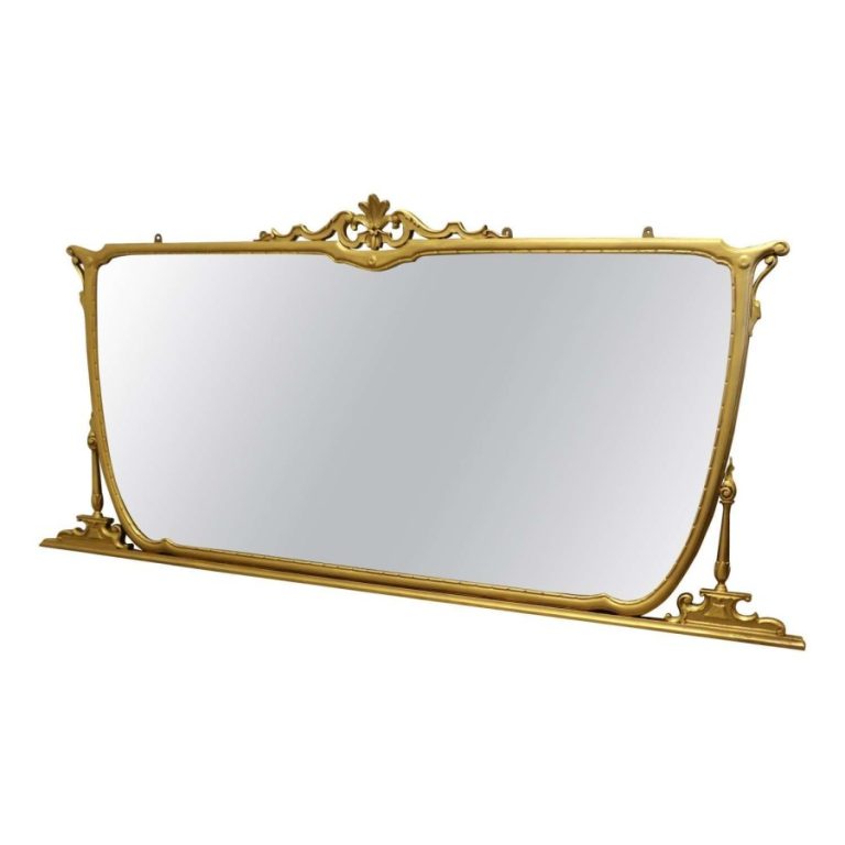 Very Large Art Nouveau Gilt Over Mantle Mirror