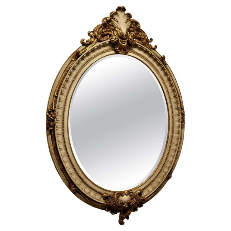 Very Large French Rococo Style Oval Gilt Wall Mirror