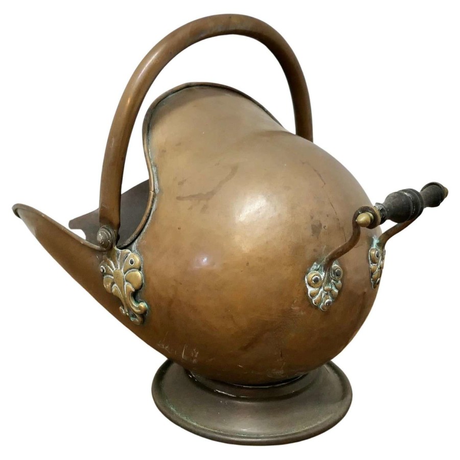 Victorian Copper Helmet Coal Scuttle