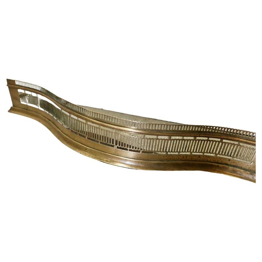 Victorian Pierced Serpentine Shaped Brass Fender