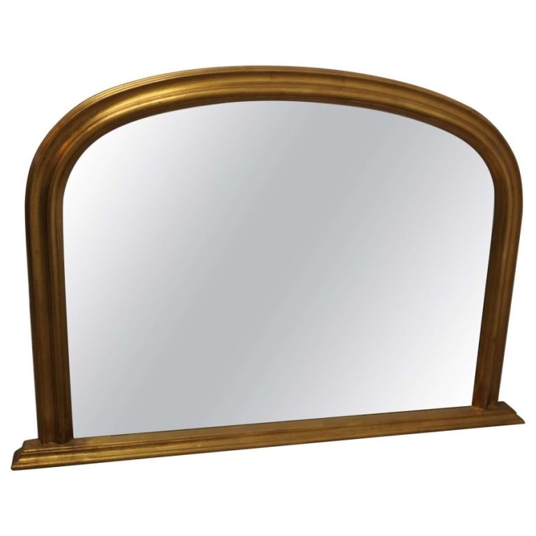 Victorian Style Arched Dark Gold over Mantle Mirror