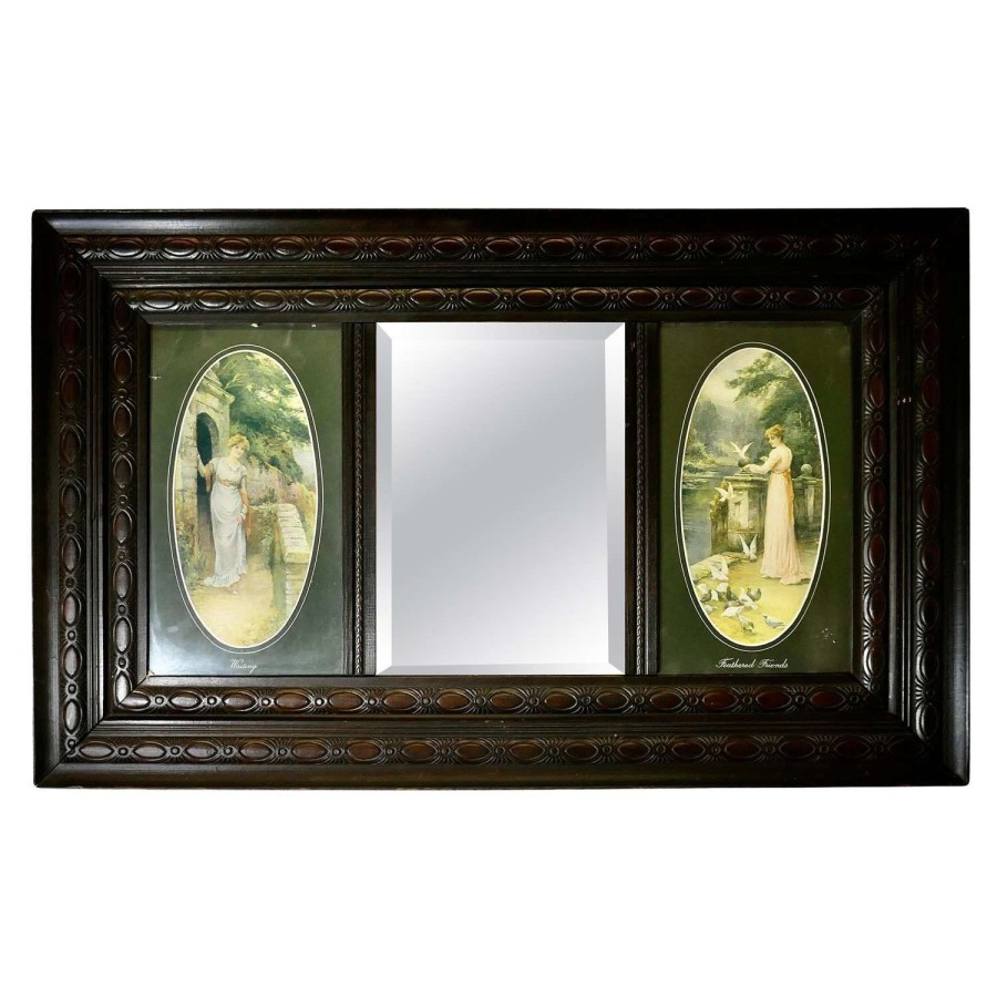 Victorian Triple Wall Mirror and Prints This is a lovely decorative piece