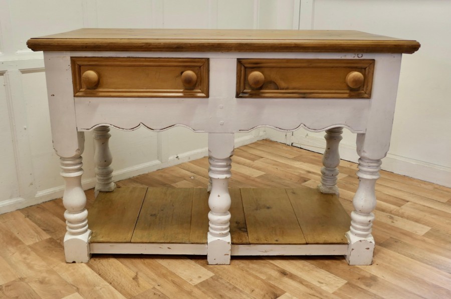 Vintage Double Sided Pine Pot Board Dresser, Kitchen Island - Image 3