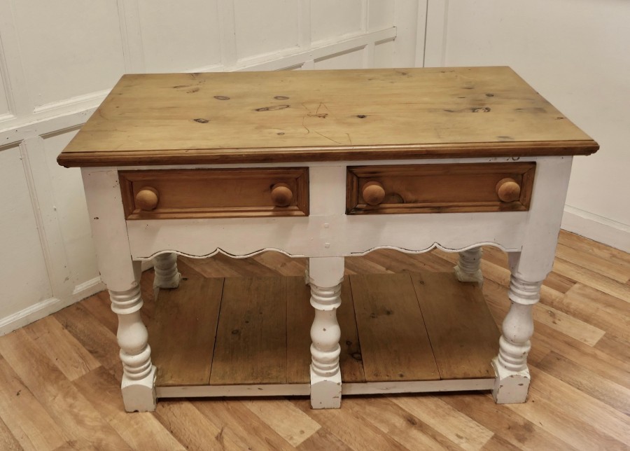 Vintage Double Sided Pine Pot Board Dresser, Kitchen Island - Image 4