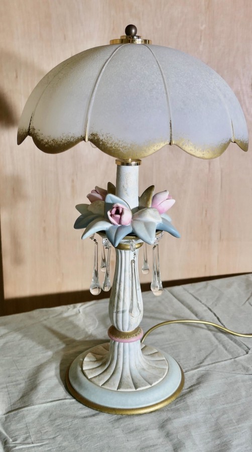 Vintage Italian Table Lamp in Porcelain and Glass - Image 6