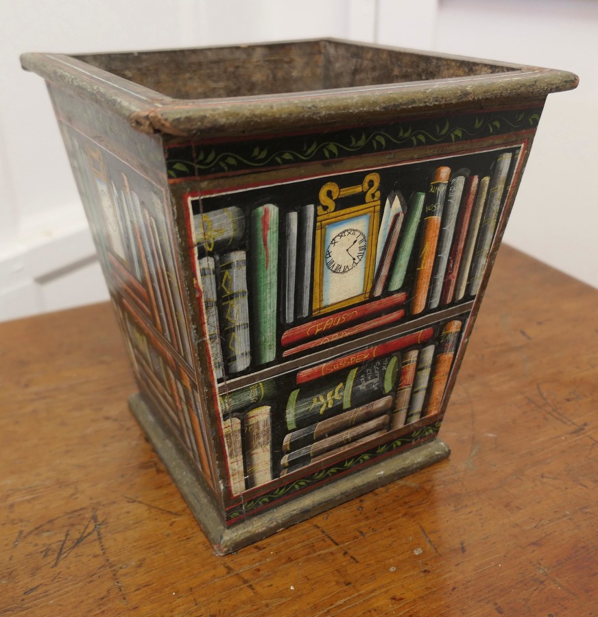 Vintage Novelty Waste Paper Basket the Container Is Made in Wood - Image 4