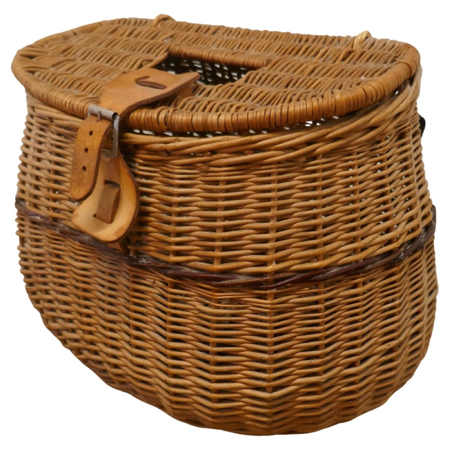 Vintage Victorian Oval Wicker Fishing Creel - Image 2