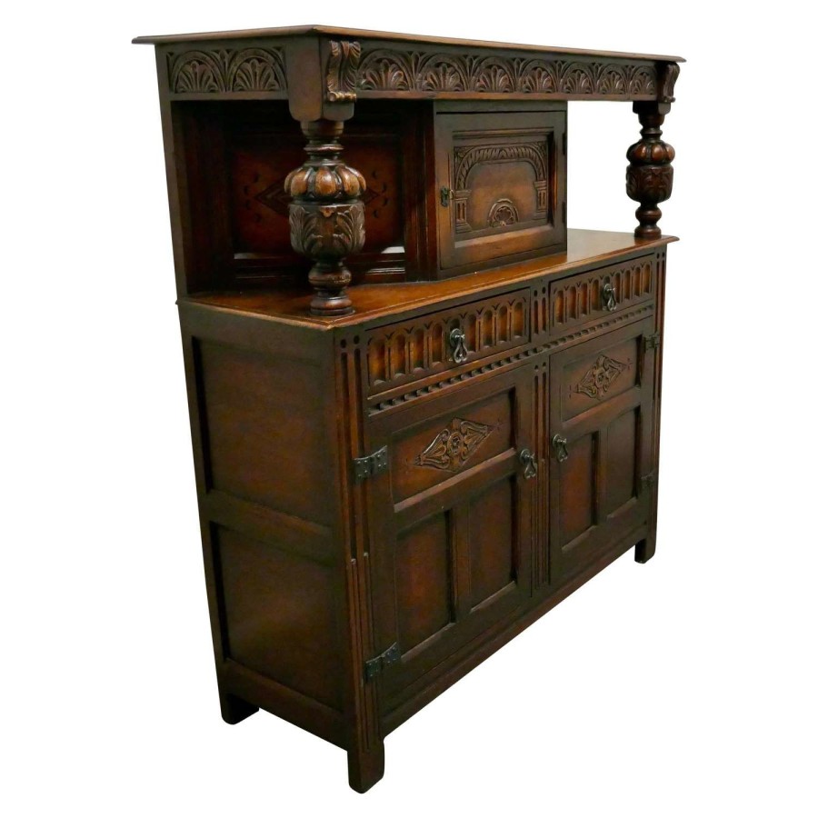 19th Century Arts %26 Crafts Gothic Carved Oak Court Cupboard