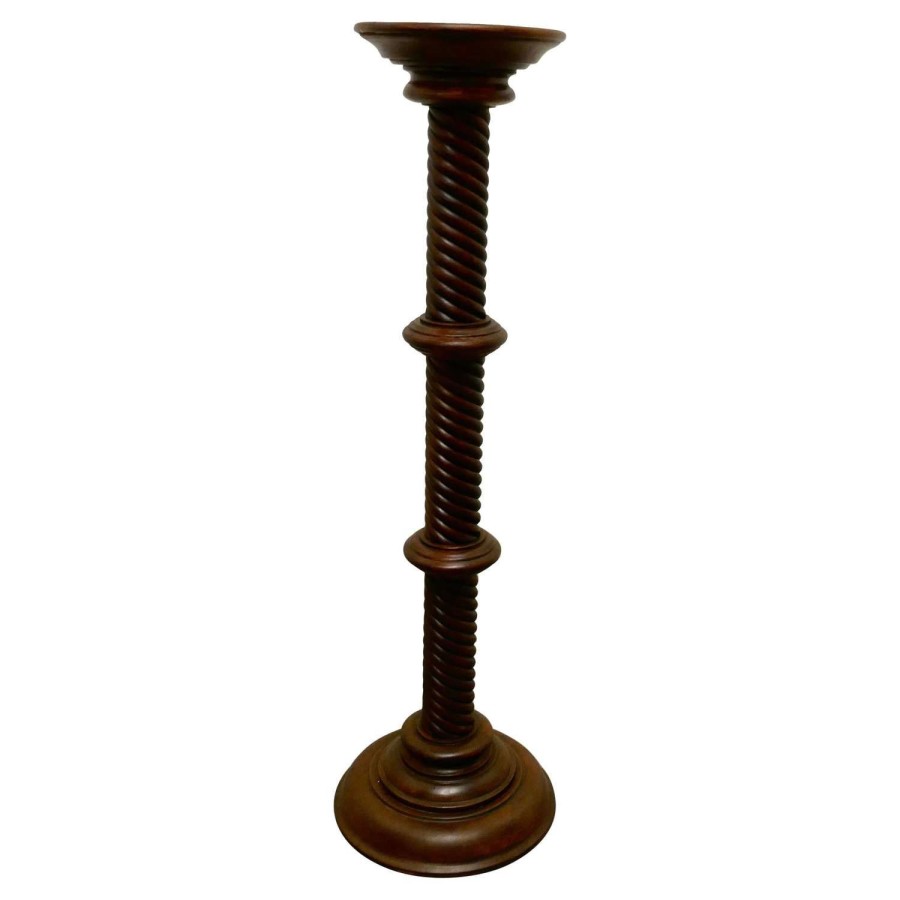19th Century Carved Mahogany Pedestal Torchere
