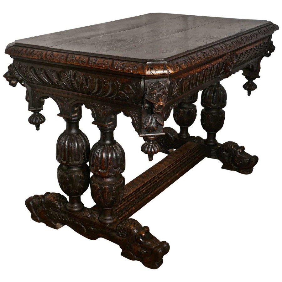 19th Century Green Man Carved Oak Hall or Centre Table