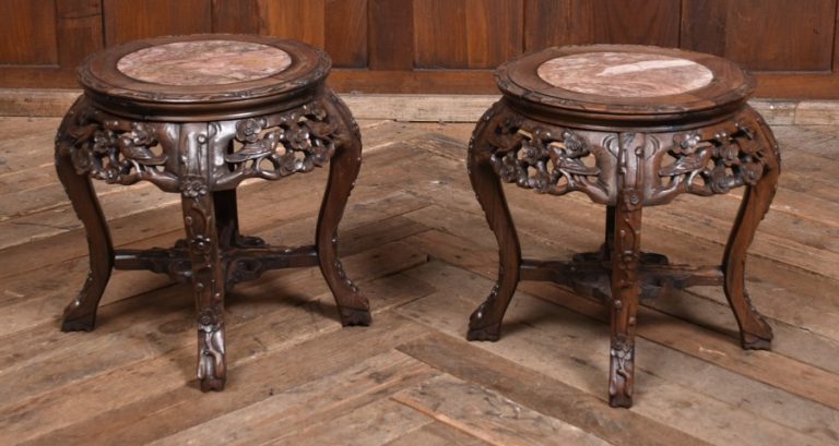 Pair of Chinese Marble‑Top Stands SAI4196