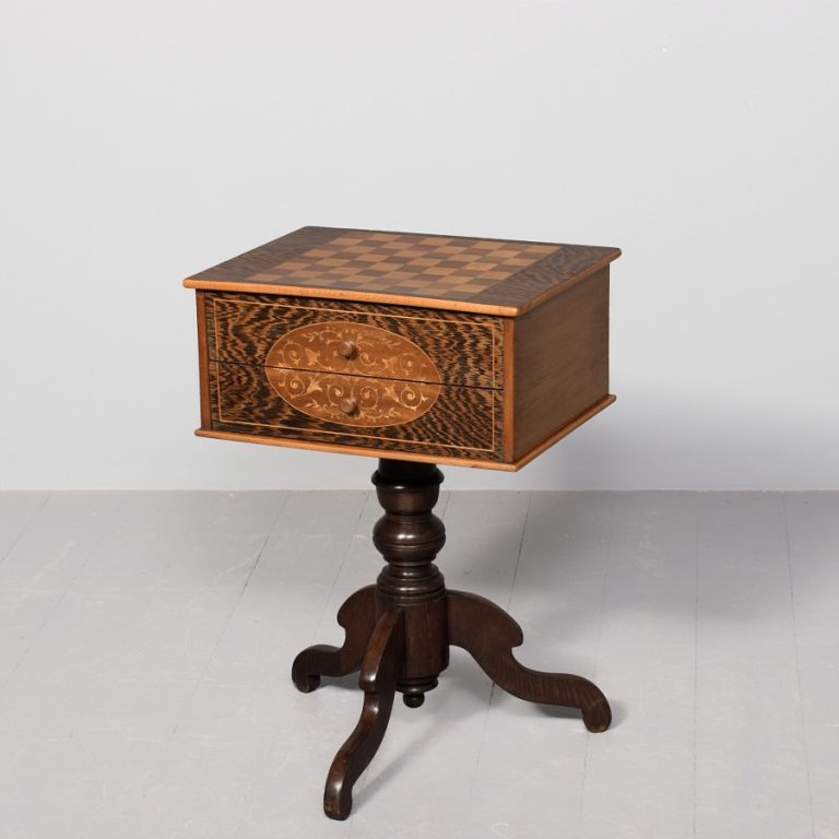 Italian Inlaid Games Table with Drawers