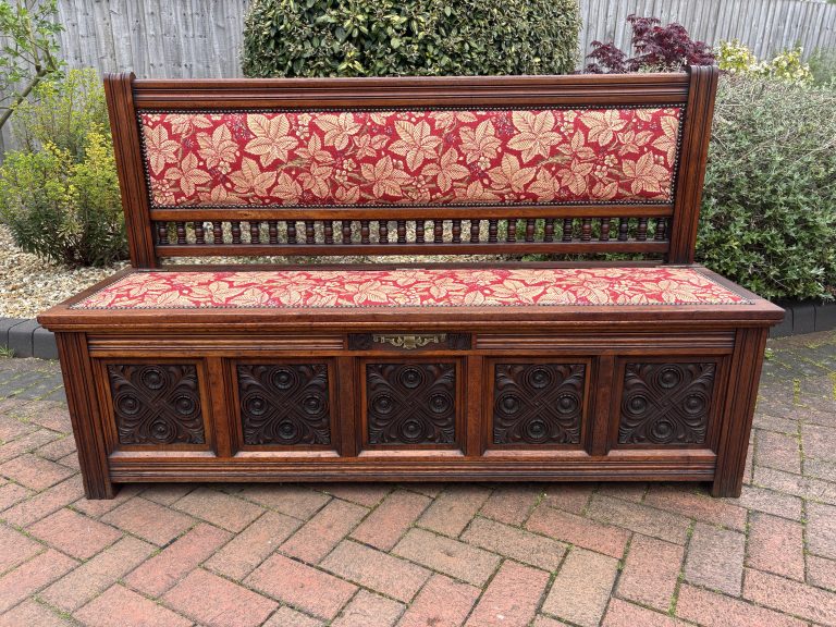 Gillows & Co Arts & Crafts Walnut Hall Settle