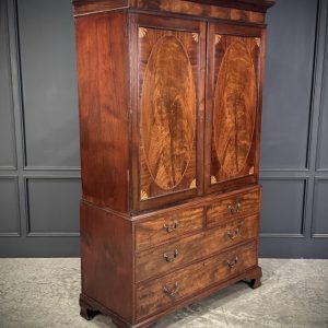 Georgian Inlaid Mahogany Gentlemans Wardrobe