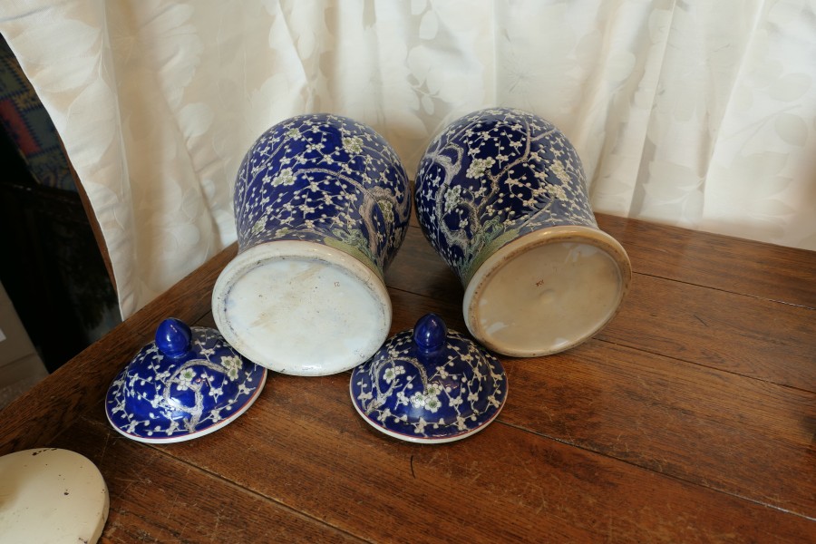 A Large Pair of Oriental Porcelain Ginger Jars A Lovely Vintage pair the Jars beautifull - Image 6