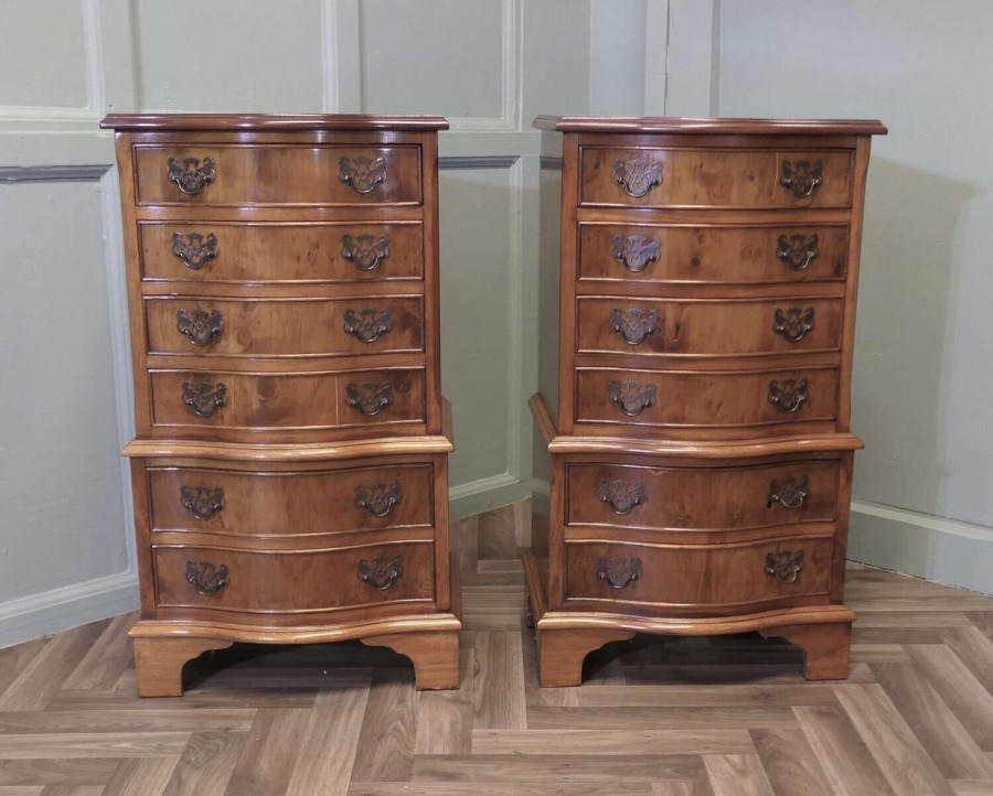 A Pair of Bur Yew Chest of Drawers