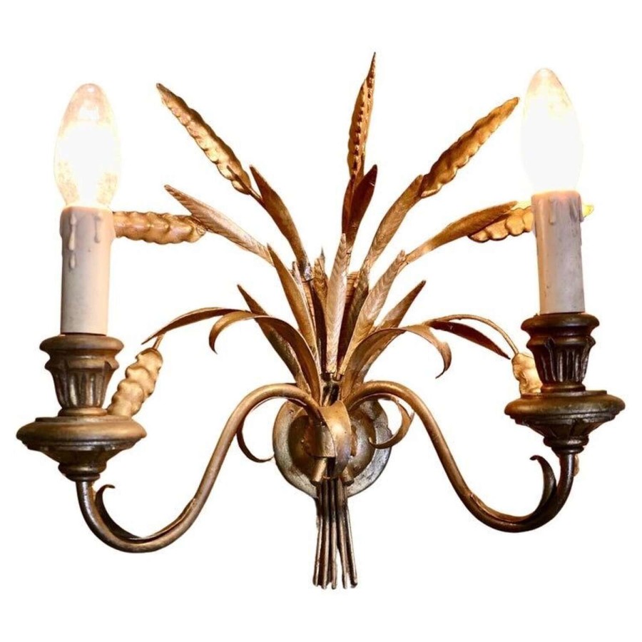 A Pair of Italian Ciani Wheat Ear Design Wall Lights