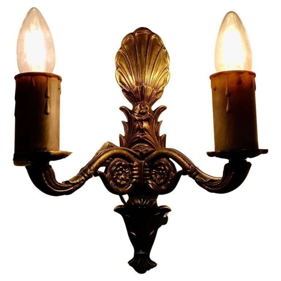 A Set of 6 Unusual Brass Twin Wall Lights