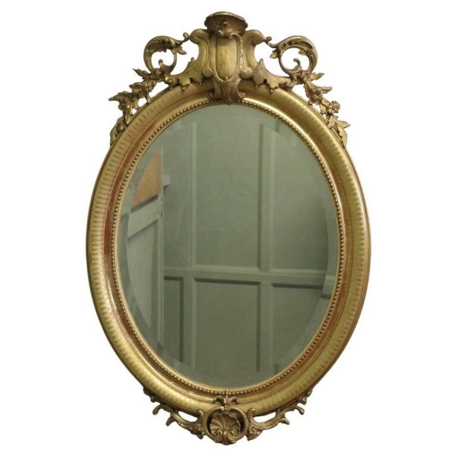 A Very Large French Rococo Oval Gilt Wall Mirror