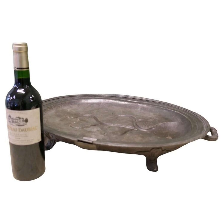 An Early Large Pewter Meat Platter by Shaw and Stewart
