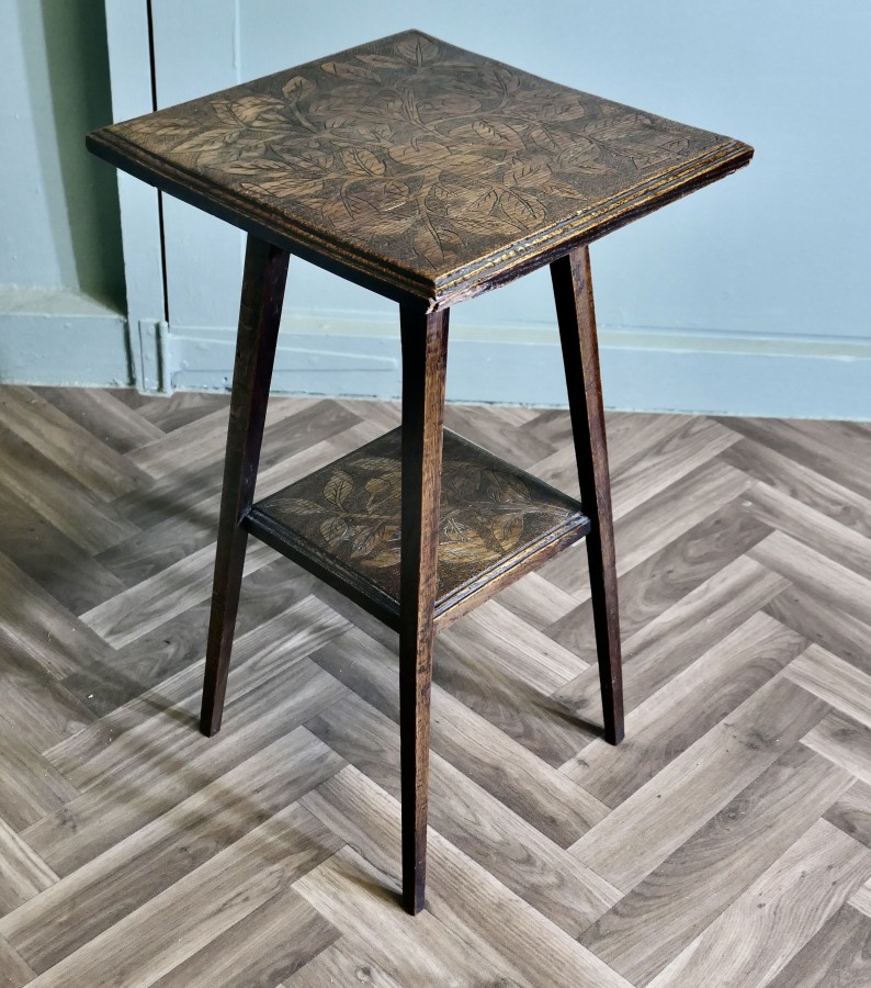 An Edwardian Carved Oak Etagere or Occasional Table - Image 3