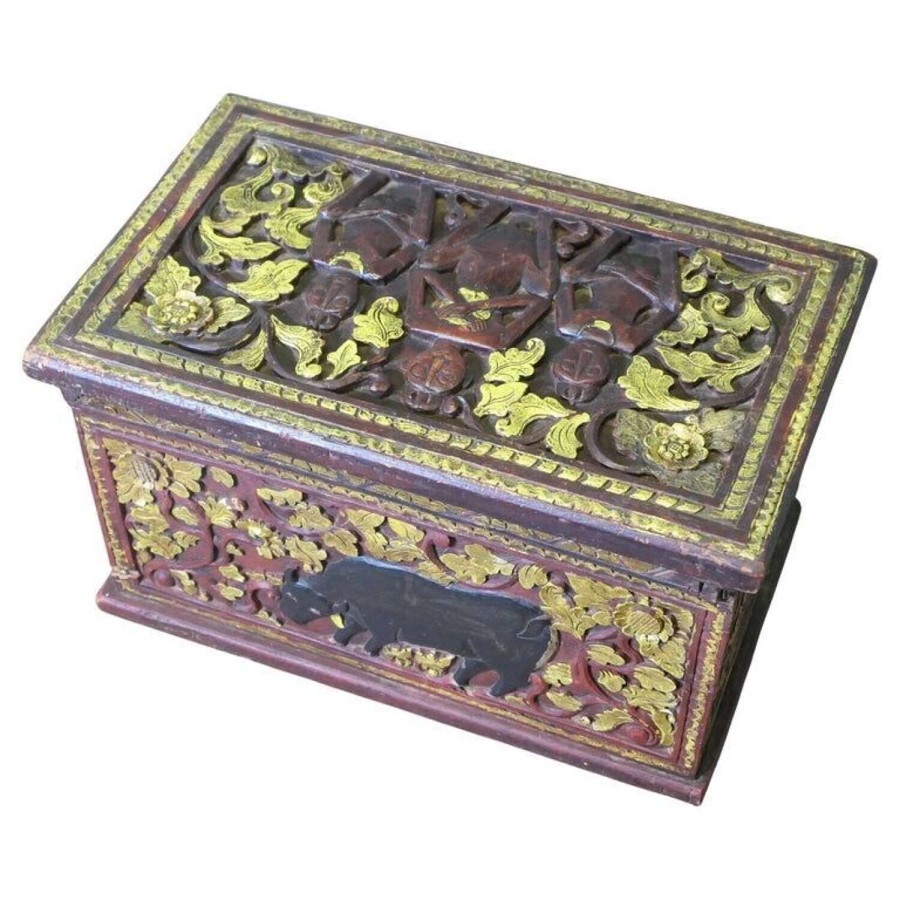 Anglo Indian Gilt and Carved Chest
