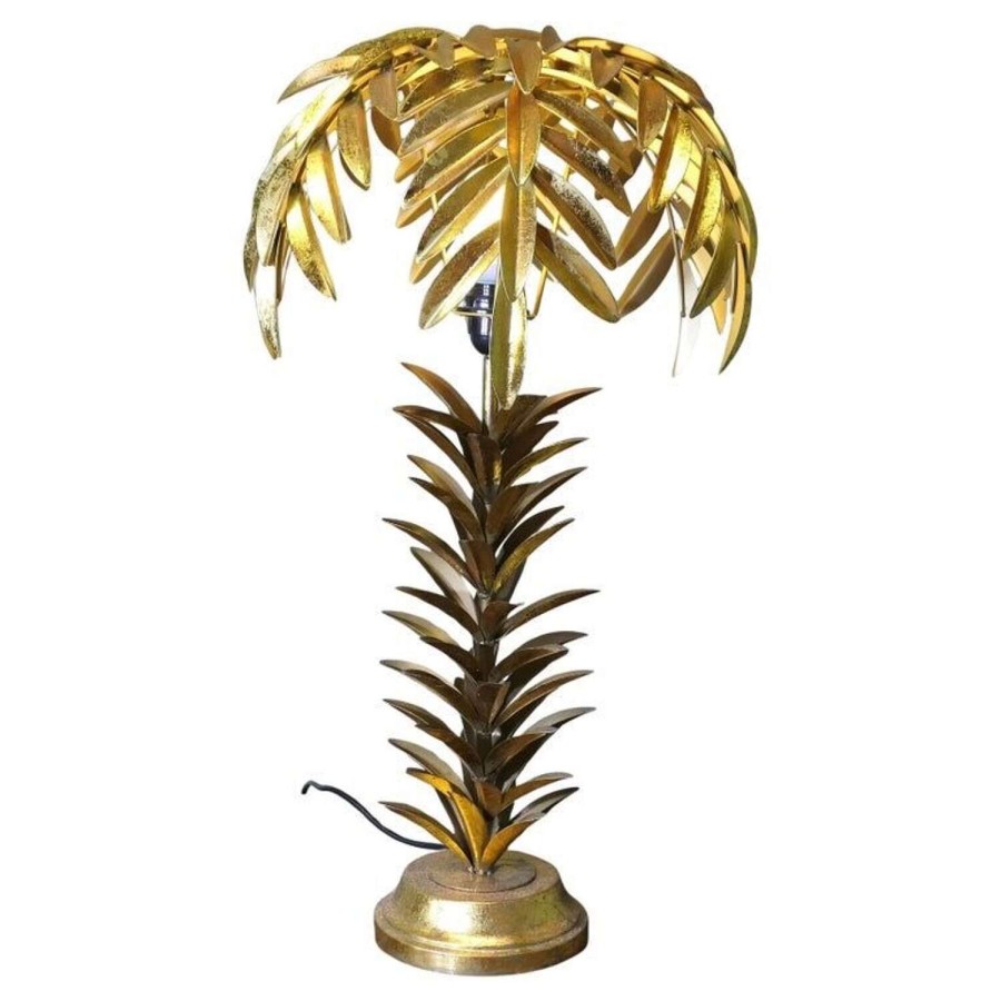 Art Deco Style Gold Palm Leaf Table Lamp