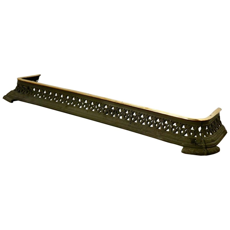 Arts %26 Crafts Victorian Heavy Brass and Iron Fender