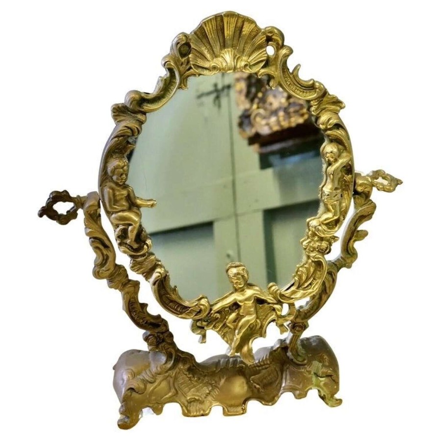Arts and Crafts Gothic Style Brass Mirror