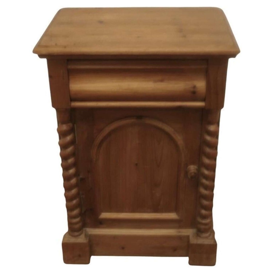 Chunky Carved Pine Bedside Cupboard