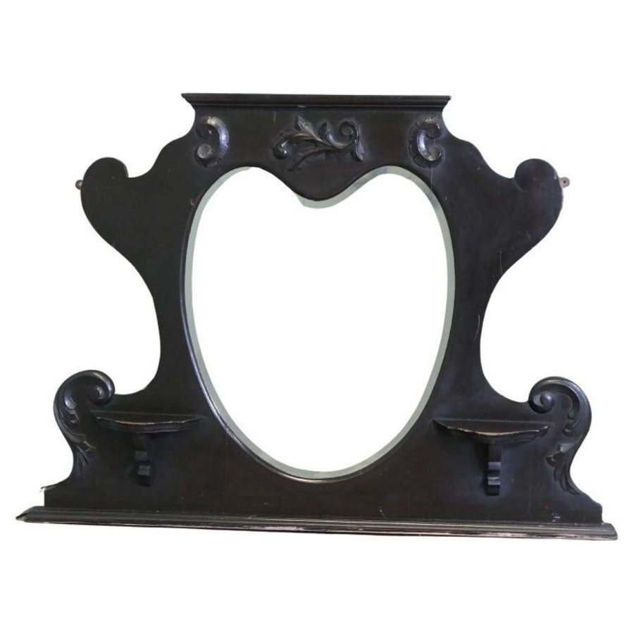 Edwardian Black Lacquer Overmantel