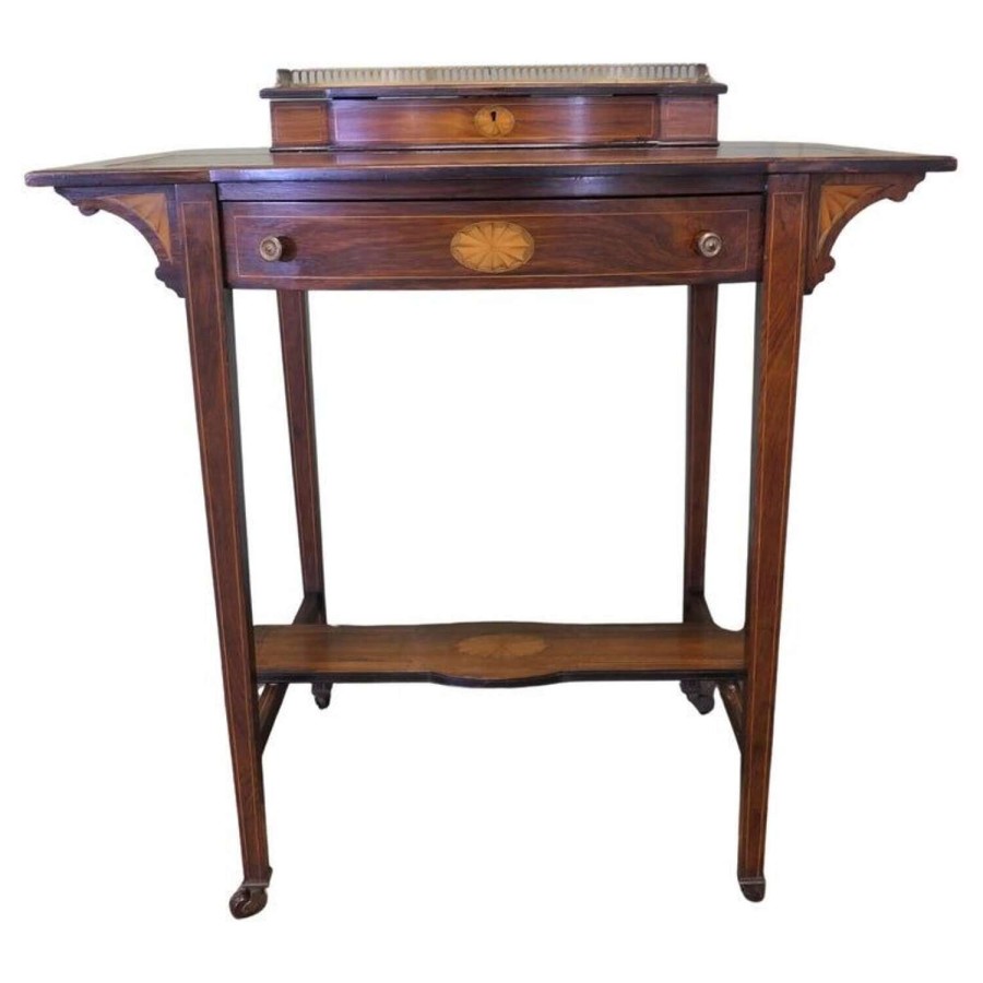 Edwardian Satin Walnut Ladies Writing Desk