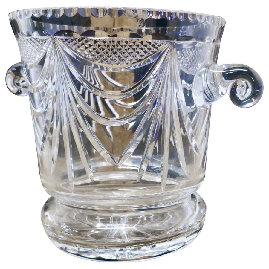French Art Deco Hand Blown Cut Crystal Champaign Ice Bucket, Wine Cool